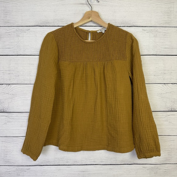 Madewell Cotton Smocked Swing Top Long Sleeve Knit Women's Size‎ Small - Picture 1 of 7